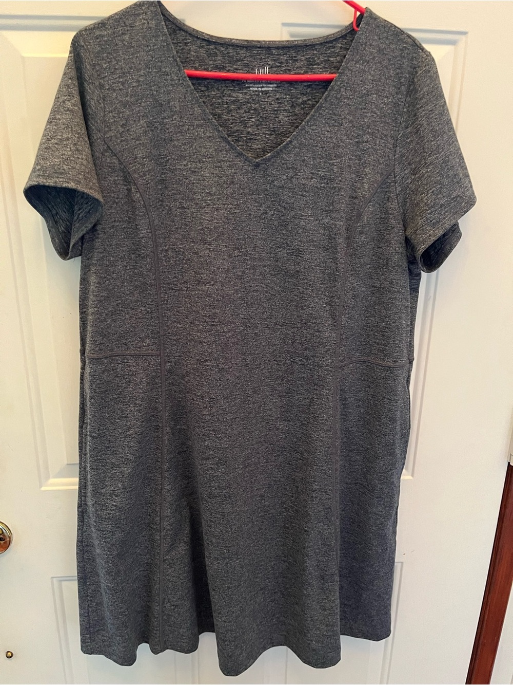J Jill Women’s V-Neck Heather Gray Shift Dress, size L